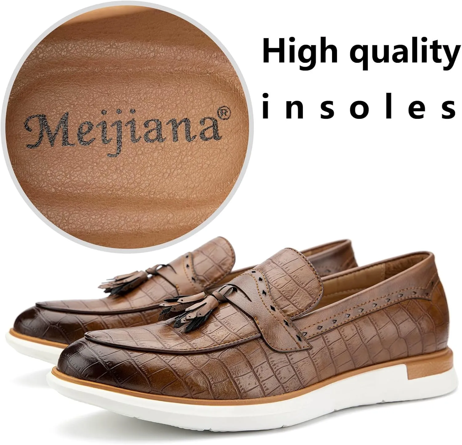 Meijiana Men's Classic Loafers Shoes Faux Leather Loafers Wedding Dress Shoes
