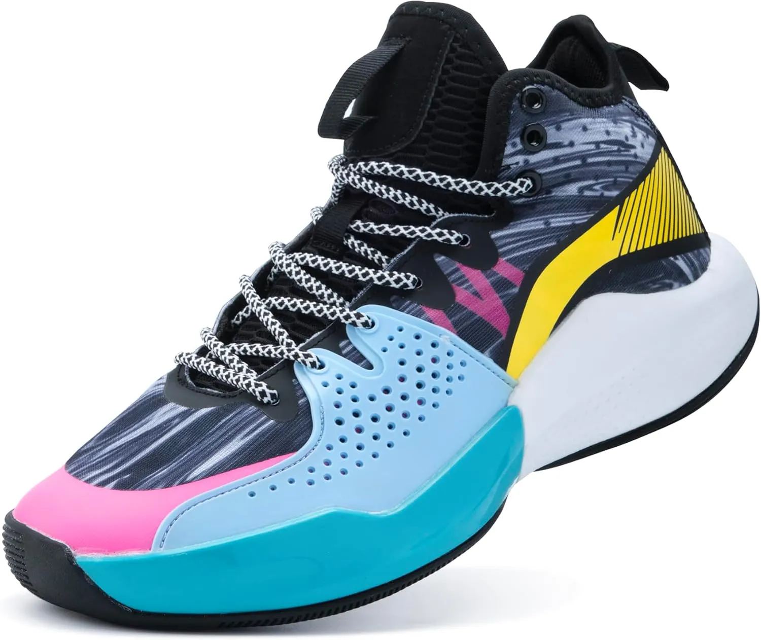 Men Graffiti Basketball Shoes High-Top Sports Shoes Anti-Slip Rubber Soles Indoor Outdoor Sports Running Training Streetwear