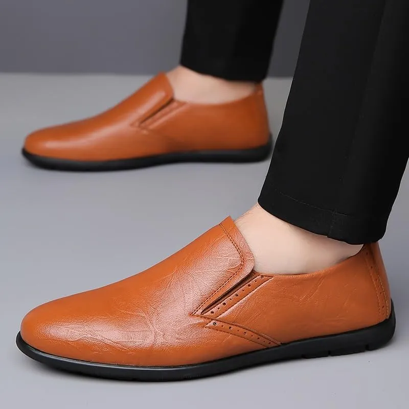Men Leather Loafers Shoes Classic Dress Shoes Male Fashion Slip-on Casual Driving Shoe Men's Leather Driving Slip-on Casual Loafers Shoes