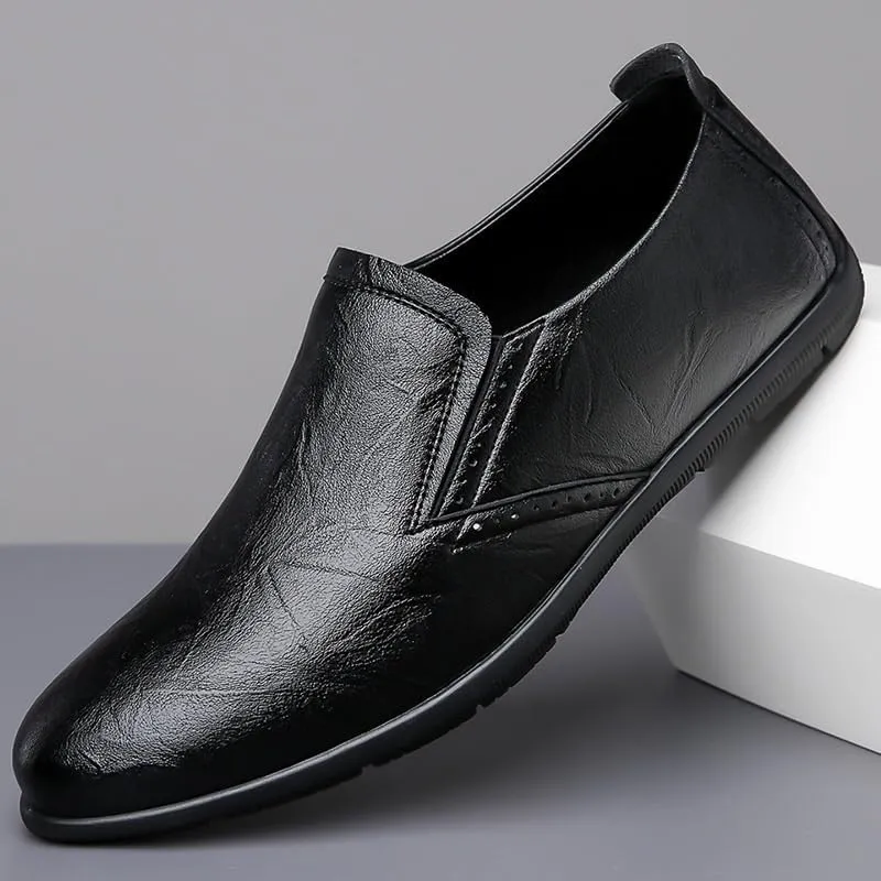 Men Leather Loafers Shoes Classic Dress Shoes Male Fashion Slip-on Casual Driving Shoe Men's Leather Driving Slip-on Casual Loafers Shoes