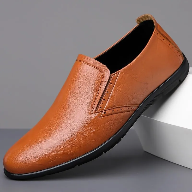 Men Leather Loafers Shoes Classic Dress Shoes Male Fashion Slip-on Casual Driving Shoe Men's Leather Driving Slip-on Casual Loafers Shoes