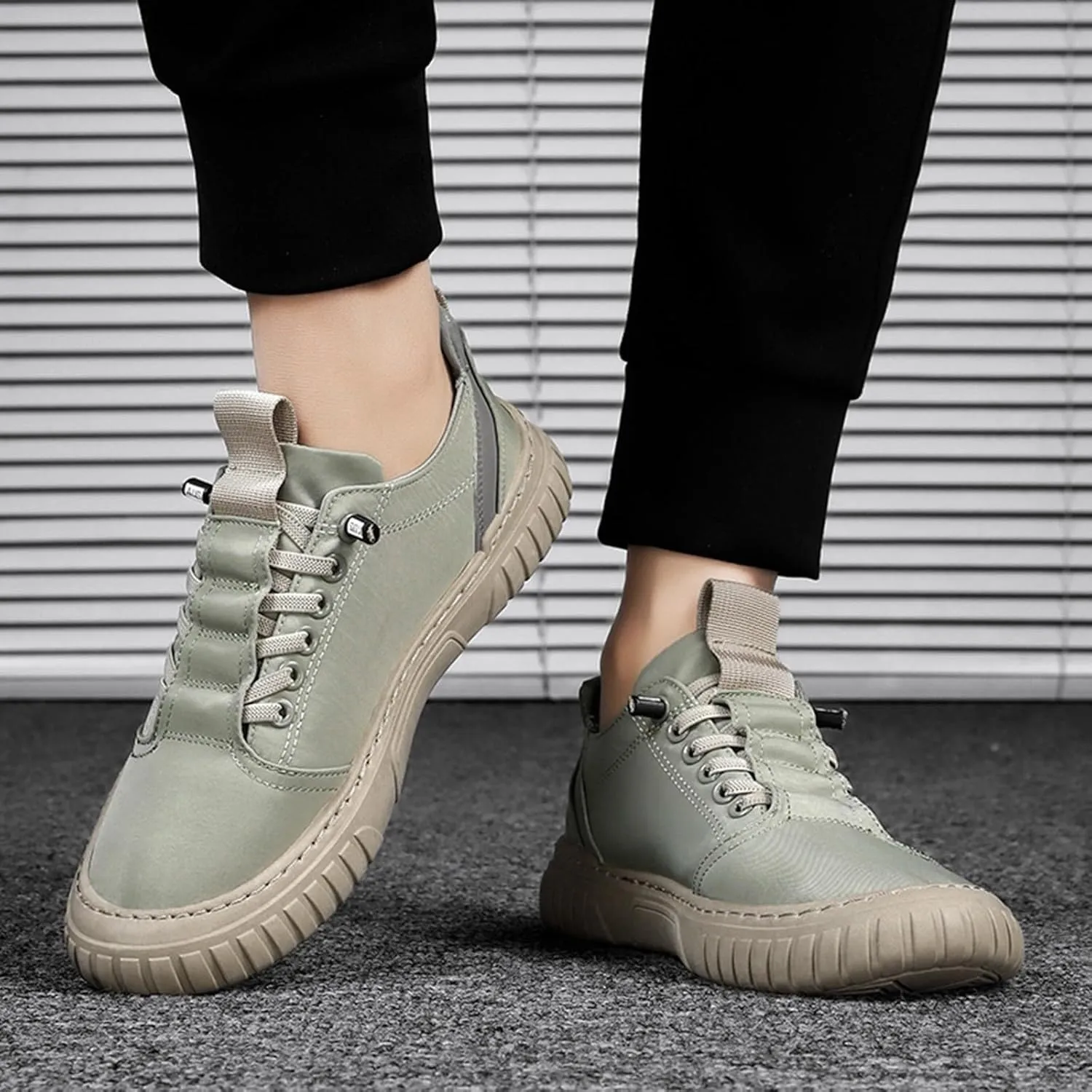 Men Low Top Breathable Casual Walking Shoes Canvas Mens Leather Shoes Casual Wide Sneaker