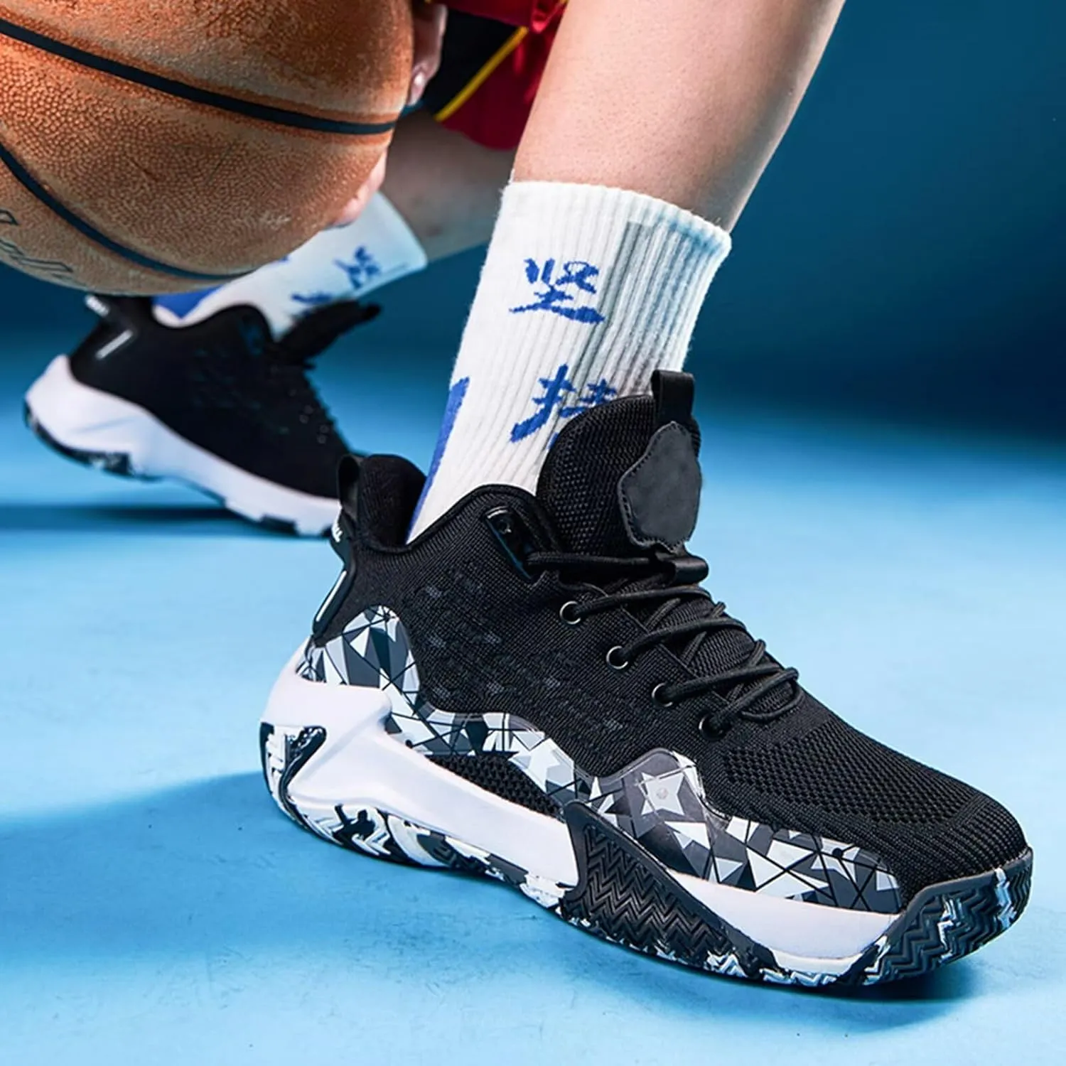 Men's Basketball Shoes Breathable High Top Running Sneakers Non Slip Training Athletic Shoes