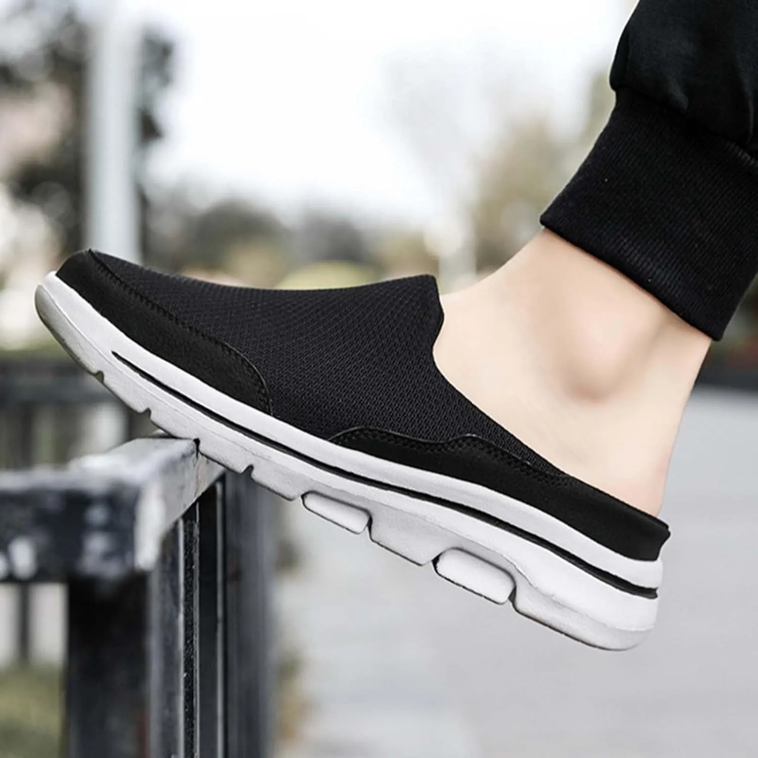 Men's Breathable Barefoot Shoes Soft Flat Soled Slip On Mesh Heelless Walking Shoes Business Casual Shoes