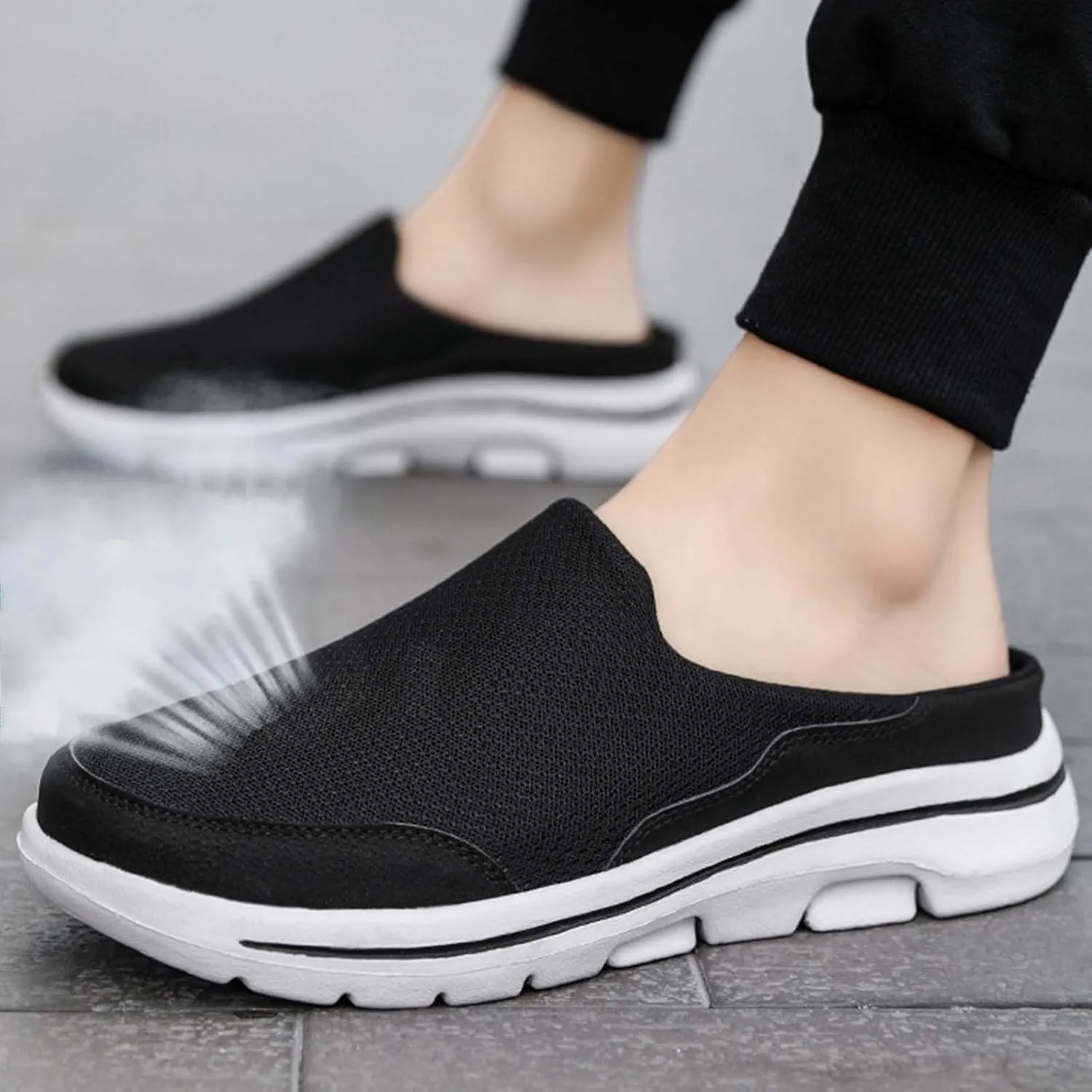 Men's Breathable Barefoot Shoes Soft Flat Soled Slip On Mesh Heelless Walking Shoes Business Casual Shoes