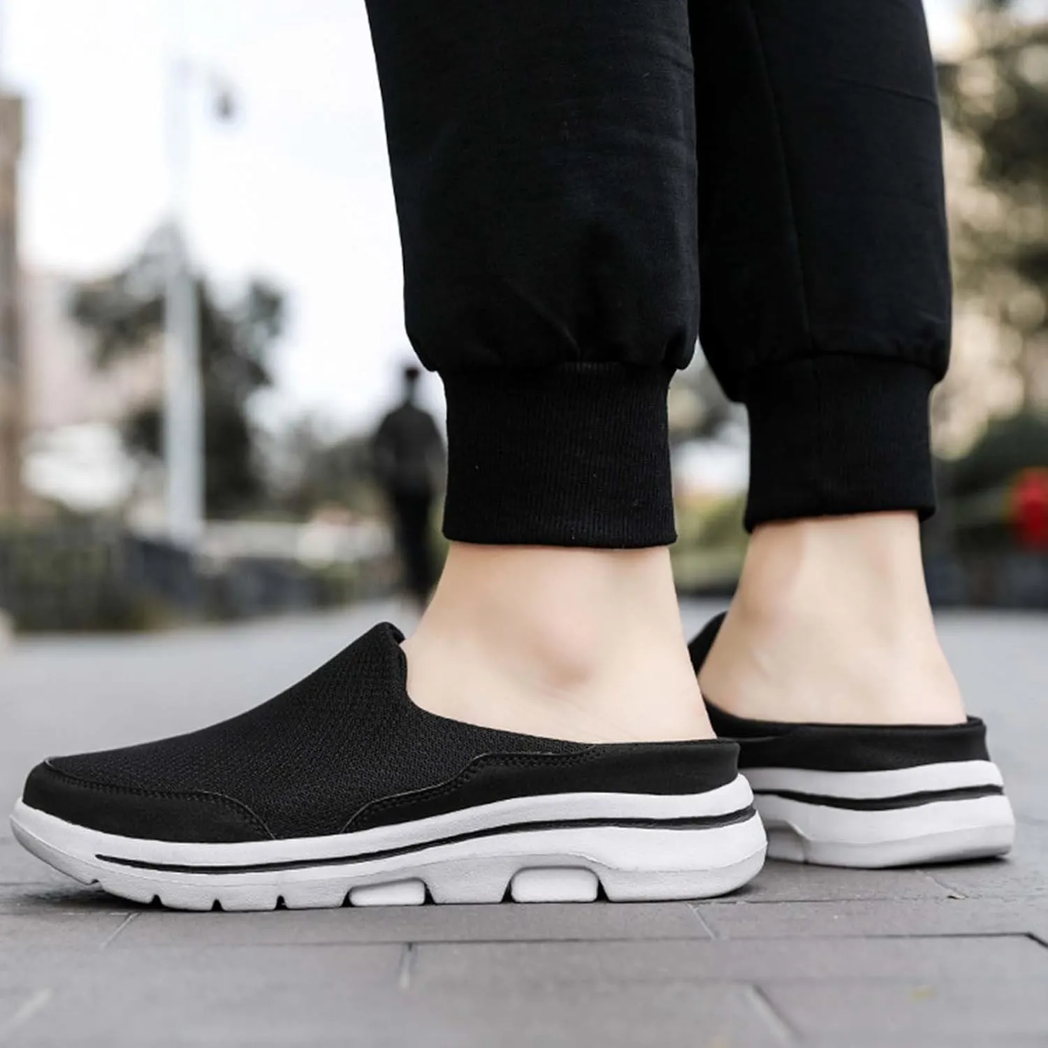 Men's Breathable Barefoot Shoes Soft Flat Soled Slip On Mesh Heelless Walking Shoes Business Casual Shoes