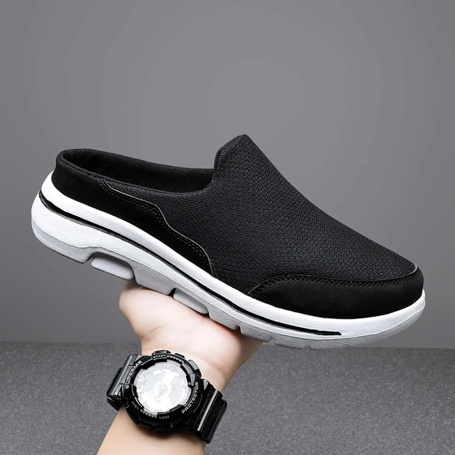 Men's Breathable Barefoot Shoes Soft Flat Soled Slip On Mesh Heelless Walking Shoes Business Casual Shoes