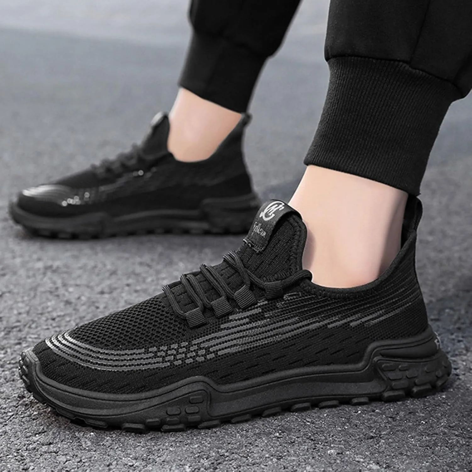 Mens Breathable Lace Up Running Shoes Comfortable Breathable Lace Up Sneaker Arch Support Sports Shoes for Men