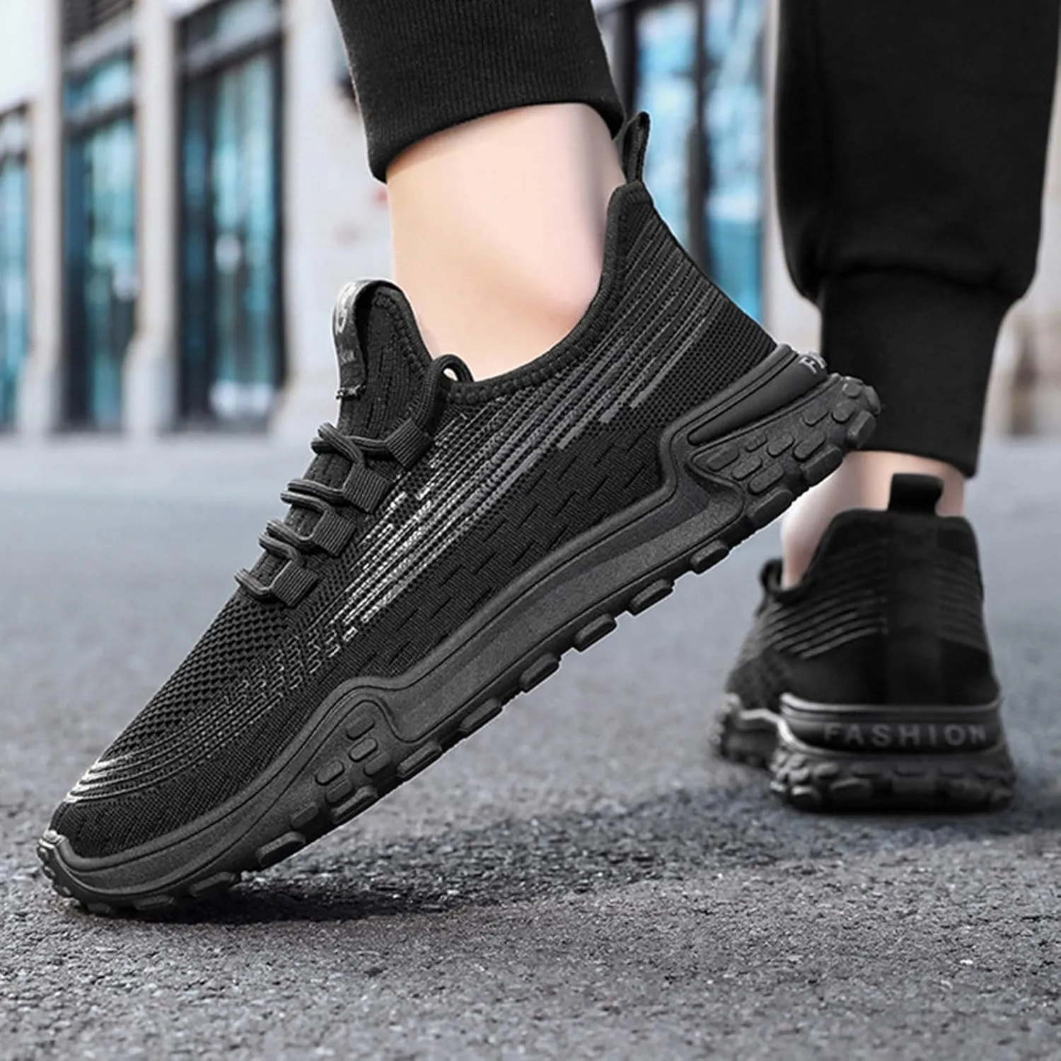 Mens Breathable Lace Up Running Shoes Comfortable Breathable Lace Up Sneaker Arch Support Sports Shoes for Men