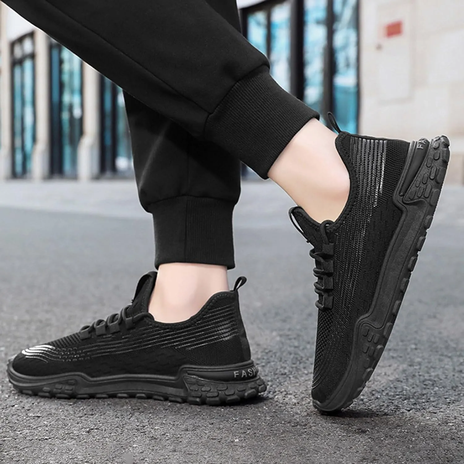 Mens Breathable Lace Up Running Shoes Comfortable Breathable Lace Up Sneaker Arch Support Sports Shoes for Men