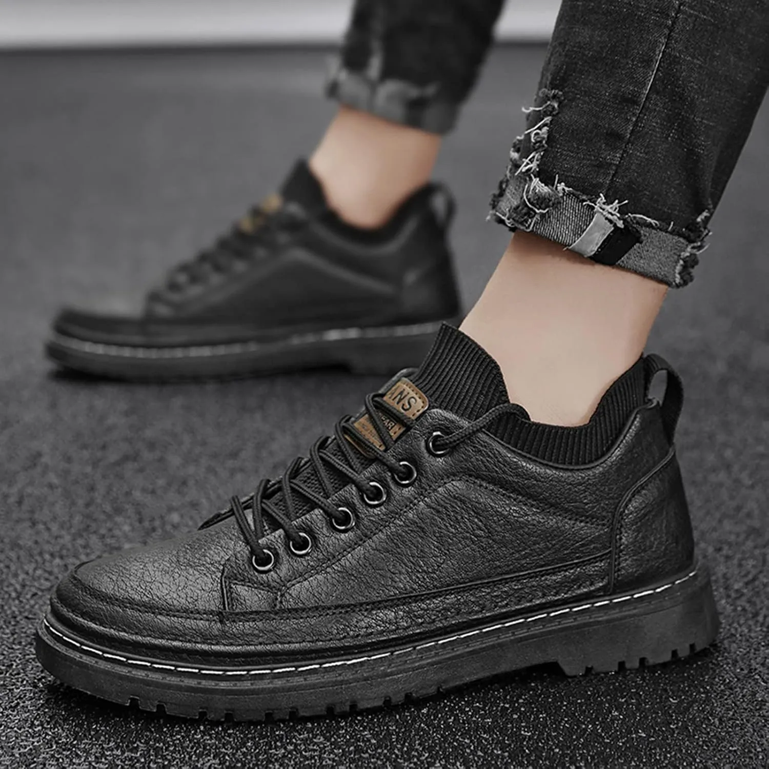 Mens Breathable Lace Up Running Shoes Comfortable Breathable Lace Up Sneaker Arch Support Walking Shoes for Men