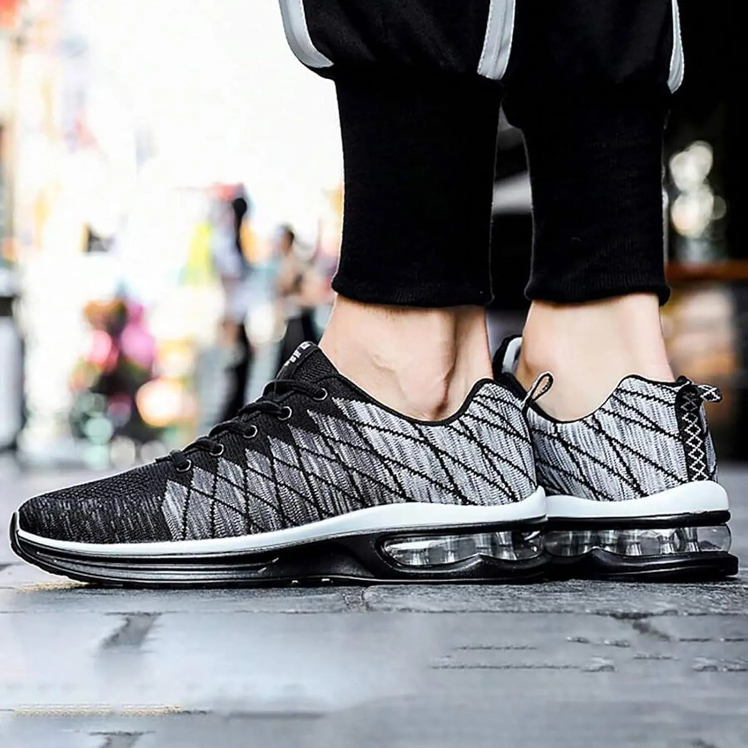 Men's Breathable Mesh Running Shoes Lace Up Lightweight Breathable Fashion Sneaker Sport Jogging Walking Shoes