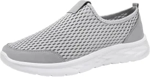 Mens Breathable Mesh Slip On Summer Sneakers Lightweight Comfortable Walking Shoes with Non Slip Sotf Sole for Running & Gym Workouts Men's Daily Work Black Shoes with Quick Drying Mesh