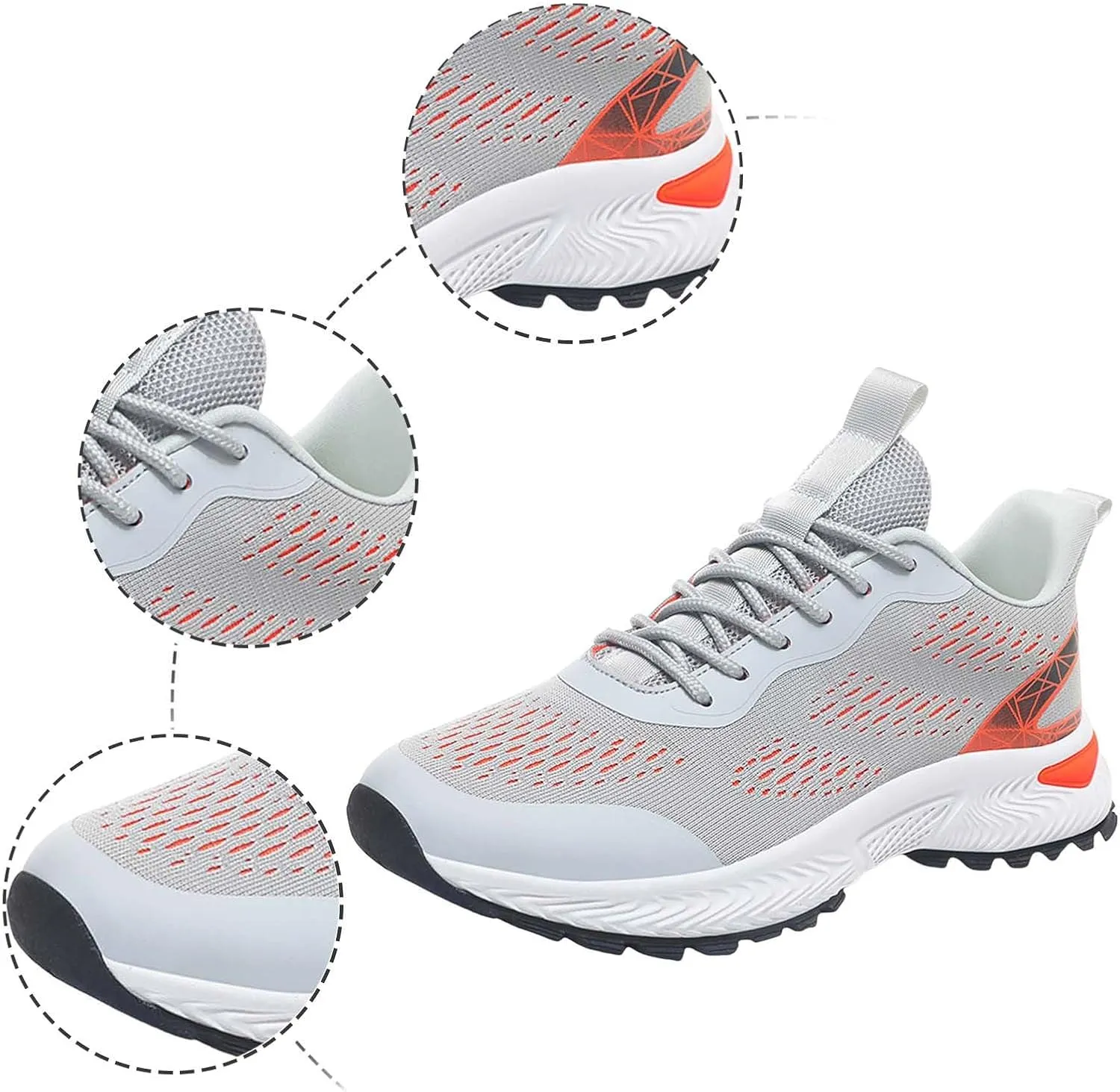 Men's Breathable Stretch Workout Shoes Breathable Elastic Fly Woven Mesh Sneaker Arch Support Plantar Fasciitis
