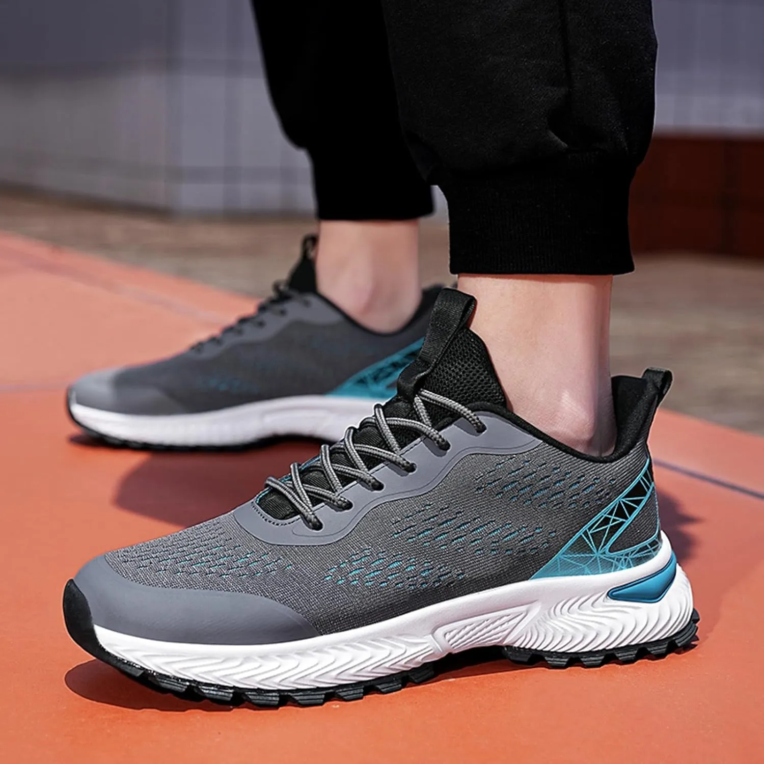 Men's Breathable Stretch Workout Shoes Breathable Elastic Fly Woven Mesh Sneaker Arch Support Plantar Fasciitis
