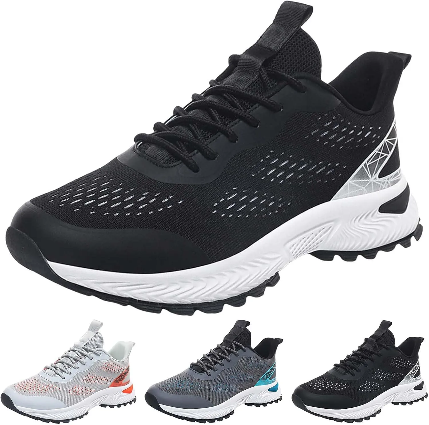 Men's Breathable Stretch Workout Shoes Breathable Elastic Fly Woven Mesh Sneaker Arch Support Plantar Fasciitis