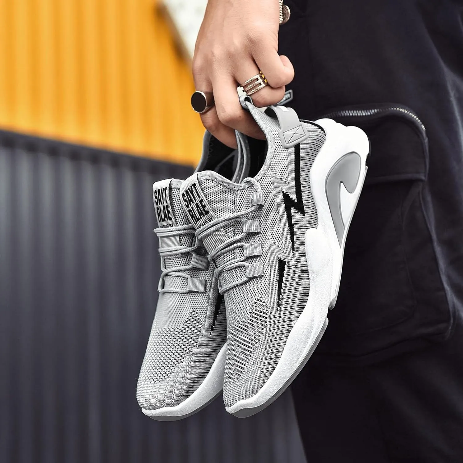 Men's Breathable Stretch Workout Shoes Comfortable Breathable Lace Up Sneaker Men's Sport Breathable Mesh Shoes