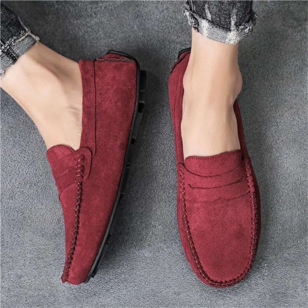 Mens Casual Loafers Slip On Suede Vamp Comfortable Shoes for Travel Walking Business Lightweight Breathable Flexible Sole