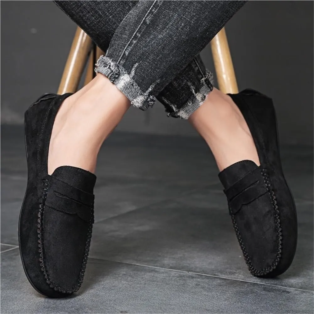 Mens Casual Loafers Slip On Suede Vamp Comfortable Shoes for Travel Walking Business Lightweight Breathable Flexible Sole