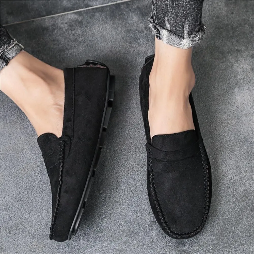 Mens Casual Loafers Slip On Suede Vamp Comfortable Shoes for Travel Walking Business Lightweight Breathable Flexible Sole