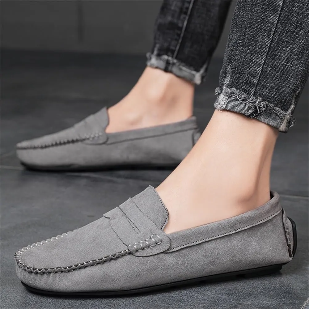 Mens Casual Loafers Slip On Suede Vamp Comfortable Shoes for Travel Walking Business Lightweight Breathable Flexible Sole