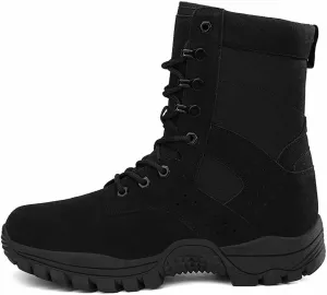 Men's Combat Boots, Tactical Hiking Boots for Men Side Zipper Desert Jungle Boots Army Work Boots Durable Suede Leather Military Work Boots