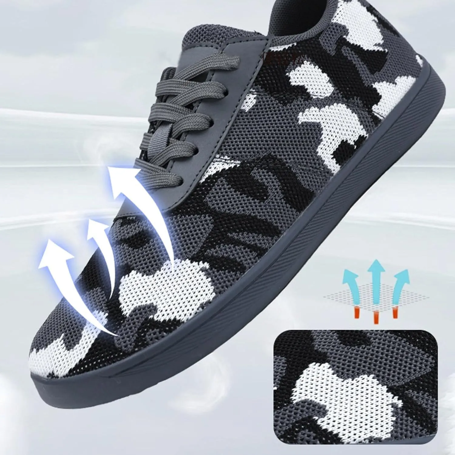 Men's Comfortable Shoes with Pattern Flat Non Slip Sole Breathable Lightweight Daily Walking Shoes Ideal Gift for Father and Boyfriend Green Footwear Male Slip On Sneakers