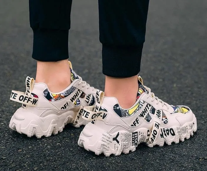 Men's Doodle Fashion Sneakers Running Shoes Casual Slip on Walking Tennis Gym Sneakers