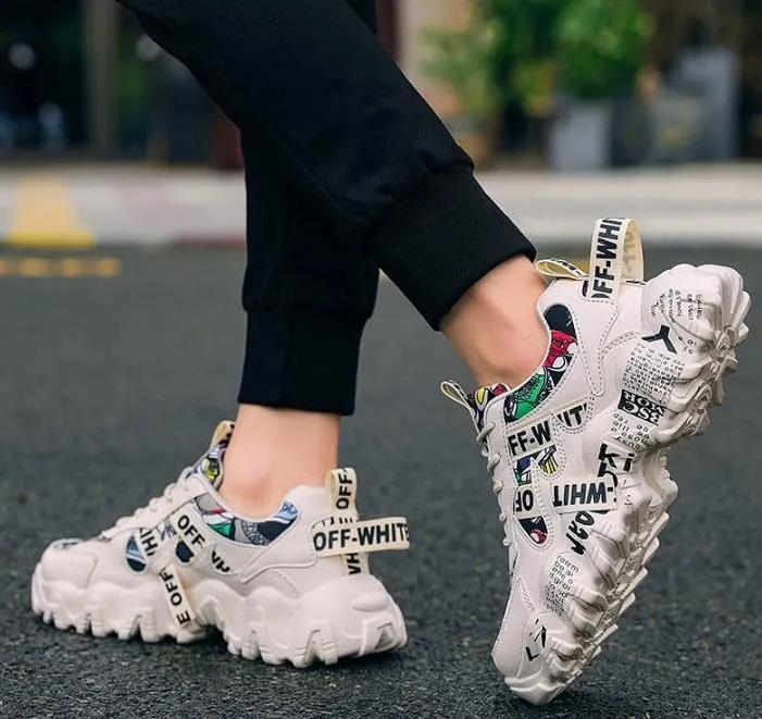 Men's Doodle Fashion Sneakers Running Shoes Casual Slip on Walking Tennis Gym Sneakers