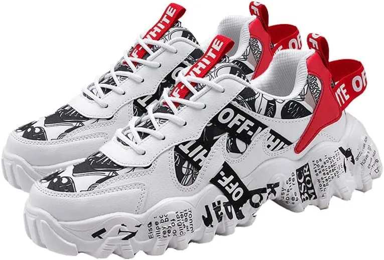 Men's Doodle Fashion Sneakers Running Shoes Casual Slip on Walking Tennis Gym Sneakers