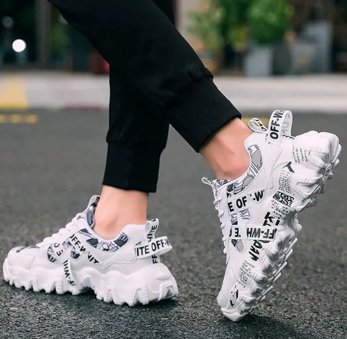 Men's Doodle Fashion Sneakers Running Shoes Casual Slip on Walking Tennis Gym Sneakers