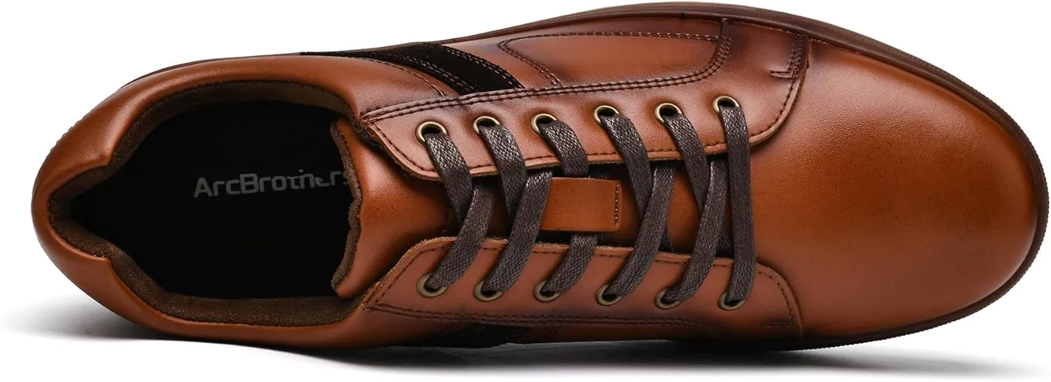 Mens Dress Casual Sneakers Business Casual Shoes Oxford Shoes for Men Mens Brown Dress Shoes Actual Leather Comfortable Mens Casual Oxford Shoe for Bussines Wedding