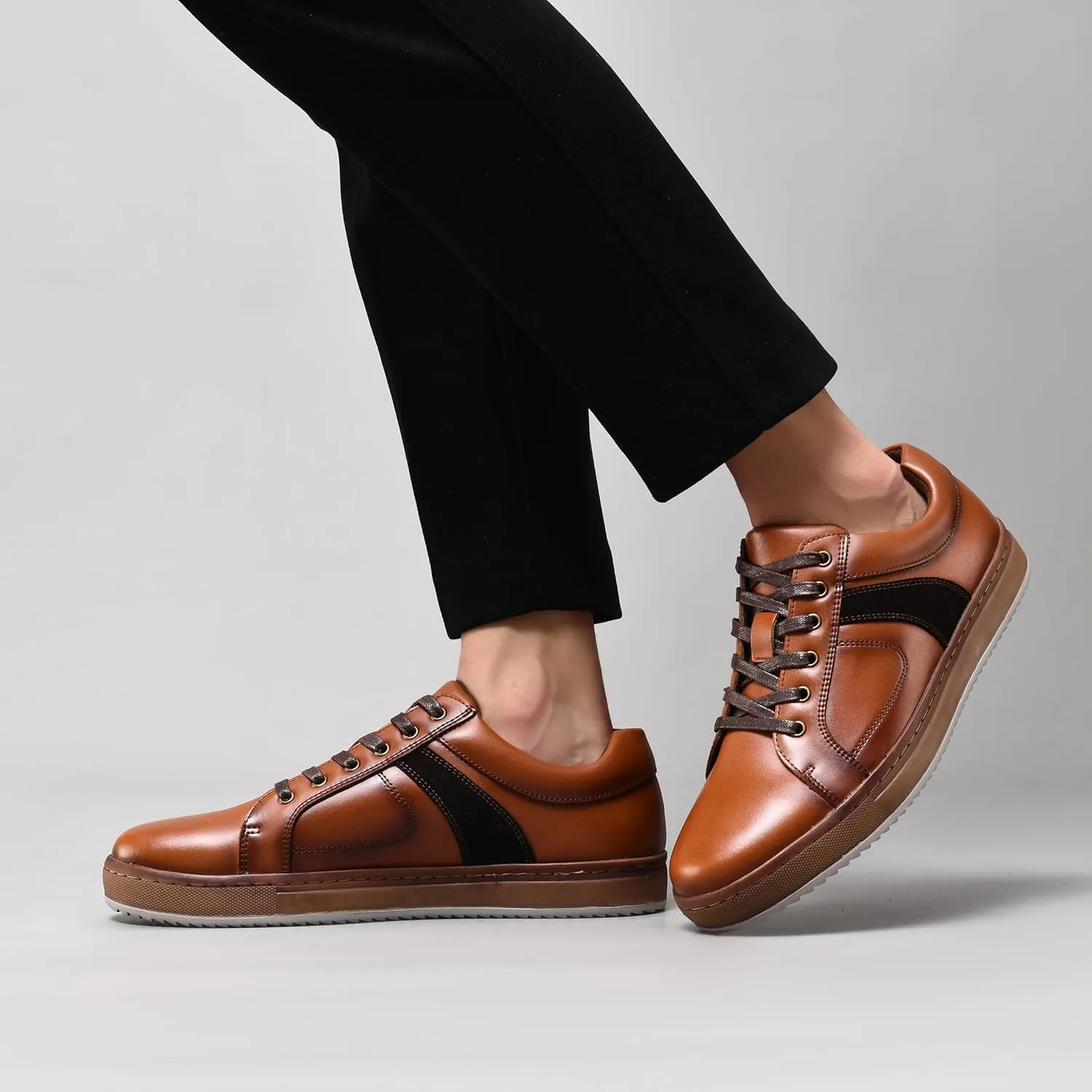 Mens Dress Casual Sneakers Business Casual Shoes Oxford Shoes for Men Mens Brown Dress Shoes Actual Leather Comfortable Mens Casual Oxford Shoe for Bussines Wedding
