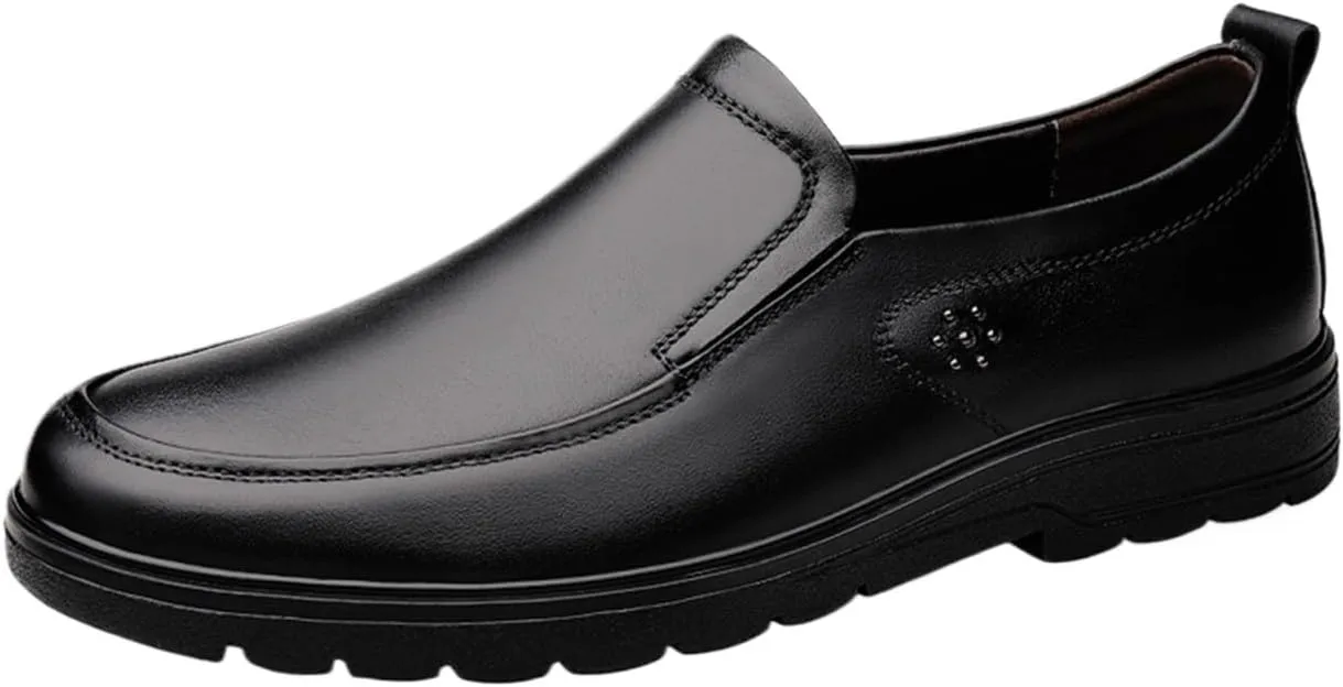 Men's Driving Loafers - Simple Leather Slip-Ons with Flexible Fit, Anti-Slip Sole, and Casual Comfort for Everyday Wear