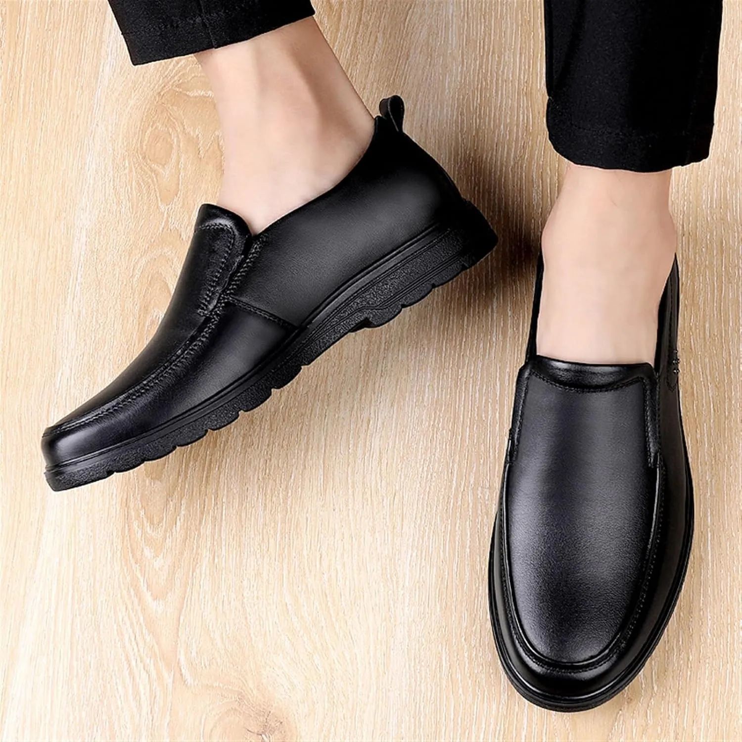 Men's Driving Loafers - Simple Leather Slip-Ons with Flexible Fit, Anti-Slip Sole, and Casual Comfort for Everyday Wear