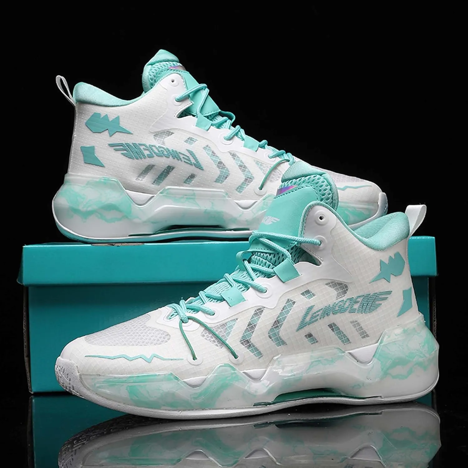 Men's Fashion Basketball Shoes Sneakers Women's High Top Breathable Tennis Running Shoes Comfortable Non-Slip Arch Support Team Training Shoes