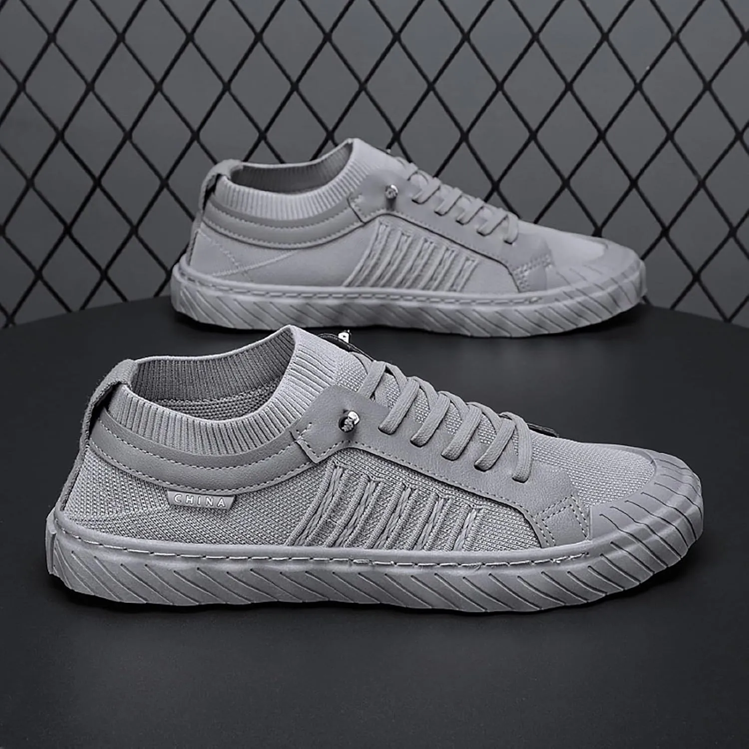 Men's Fashion Shoes Daily Working All Day Comfort Flat Sneakers for Men with Non Slip Comfortable Thick Sole Breathable Mesh Lace up Black Footwear Four Seasons Shoes Male