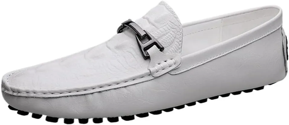 Mens Faux Crocodile Leather Loafers Slip On Shoes Flexible Lightweight Comfortable for Dress Casual Prom Wedding