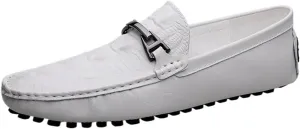 Mens Faux Crocodile Leather Loafers Slip On Shoes Flexible Lightweight Comfortable for Dress Casual Prom Wedding