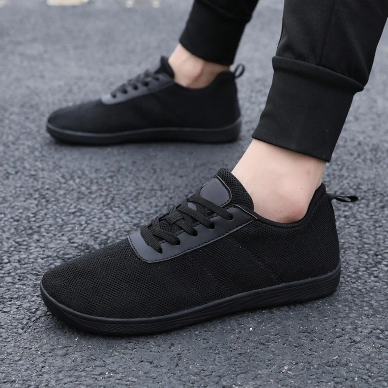 Men's Flat Skate Shoes with Comfortable Sole Daily Casual Work Shoes for Men Lace Up Fashion Breathable Sneakers for Male Lightweight Walking Long Standing Slip on Footwear