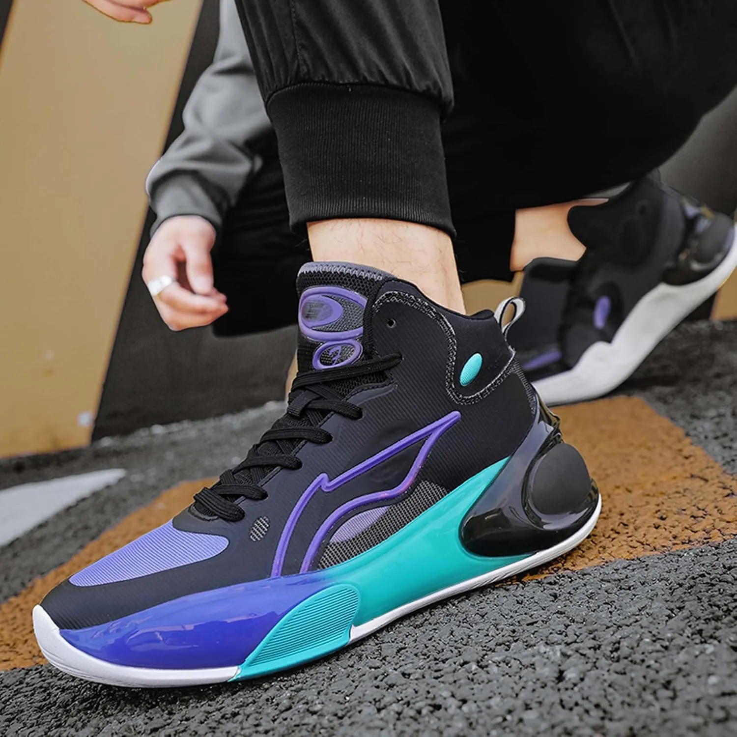 Men's High Top Basketball Shoes Arch Support Teenager Fashion Sneakers Shoes Women's High Top Sports Tennis Walking Fitness Shoes Indoor or Outdoor Basketball Sneakers Shoes