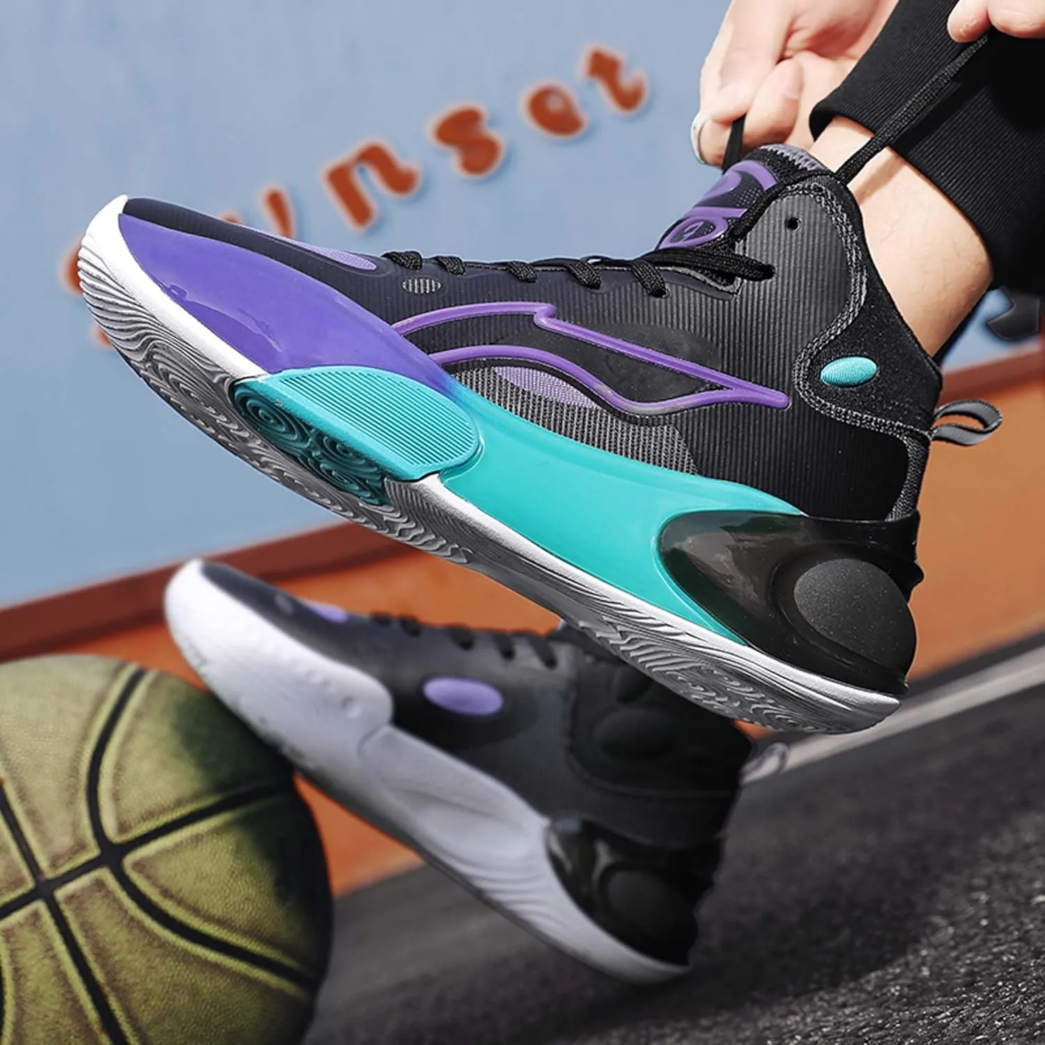 Men's High Top Basketball Shoes Arch Support Teenager Fashion Sneakers Shoes Women's High Top Sports Tennis Walking Fitness Shoes Indoor or Outdoor Basketball Sneakers Shoes