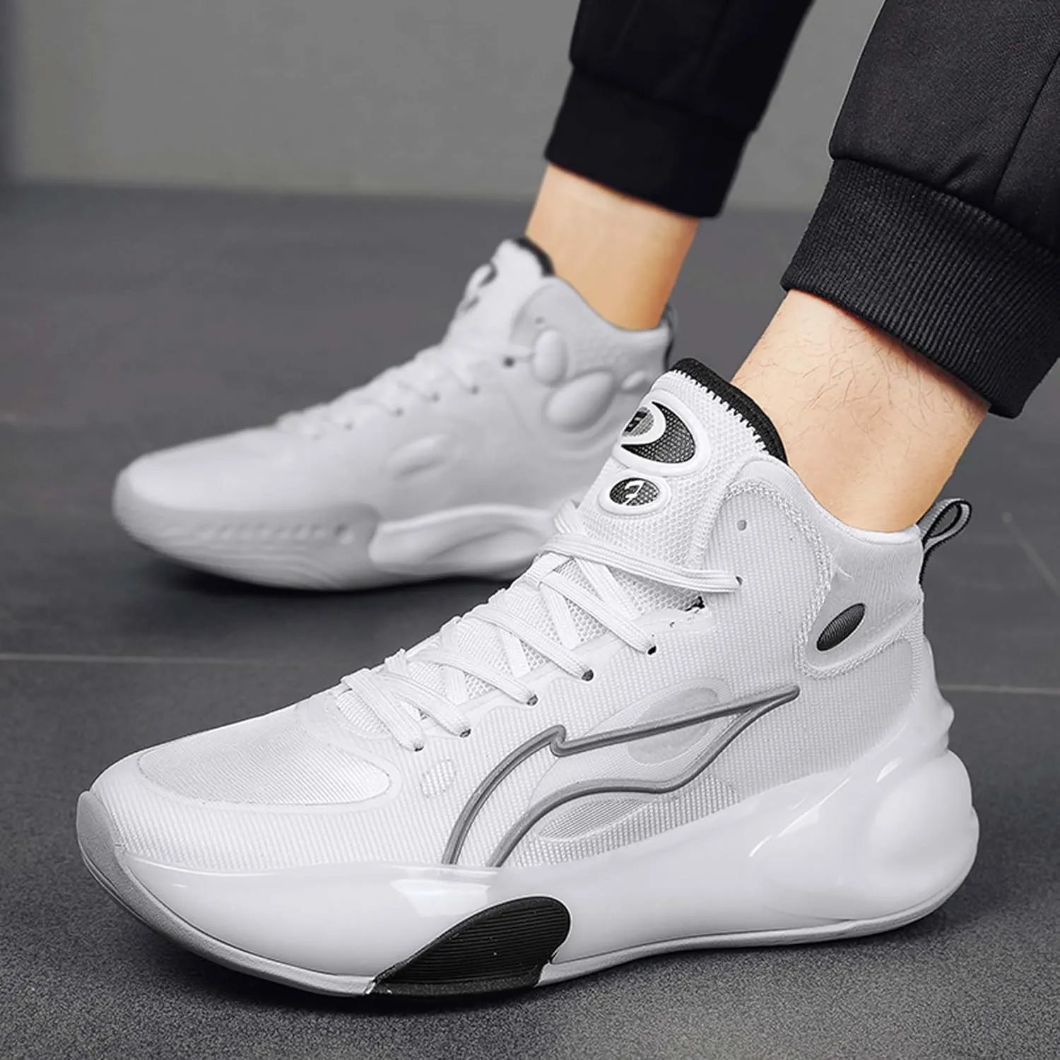 Men's High Top Basketball Shoes Arch Support Teenager Fashion Sneakers Shoes Women's High Top Sports Tennis Walking Fitness Shoes Indoor or Outdoor Basketball Sneakers Shoes