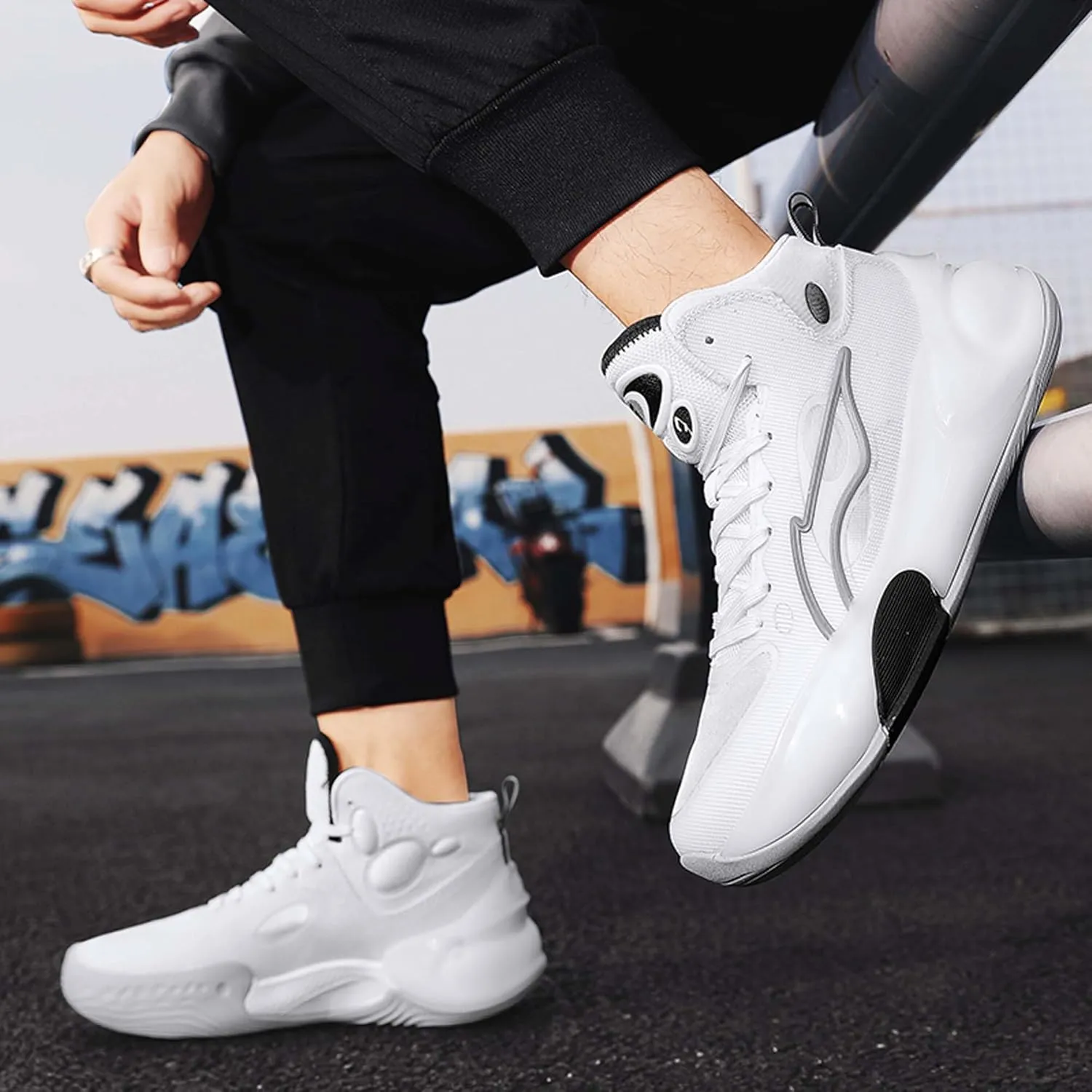 Men's High Top Basketball Shoes Arch Support Teenager Fashion Sneakers Shoes Women's High Top Sports Tennis Walking Fitness Shoes Indoor or Outdoor Basketball Sneakers Shoes