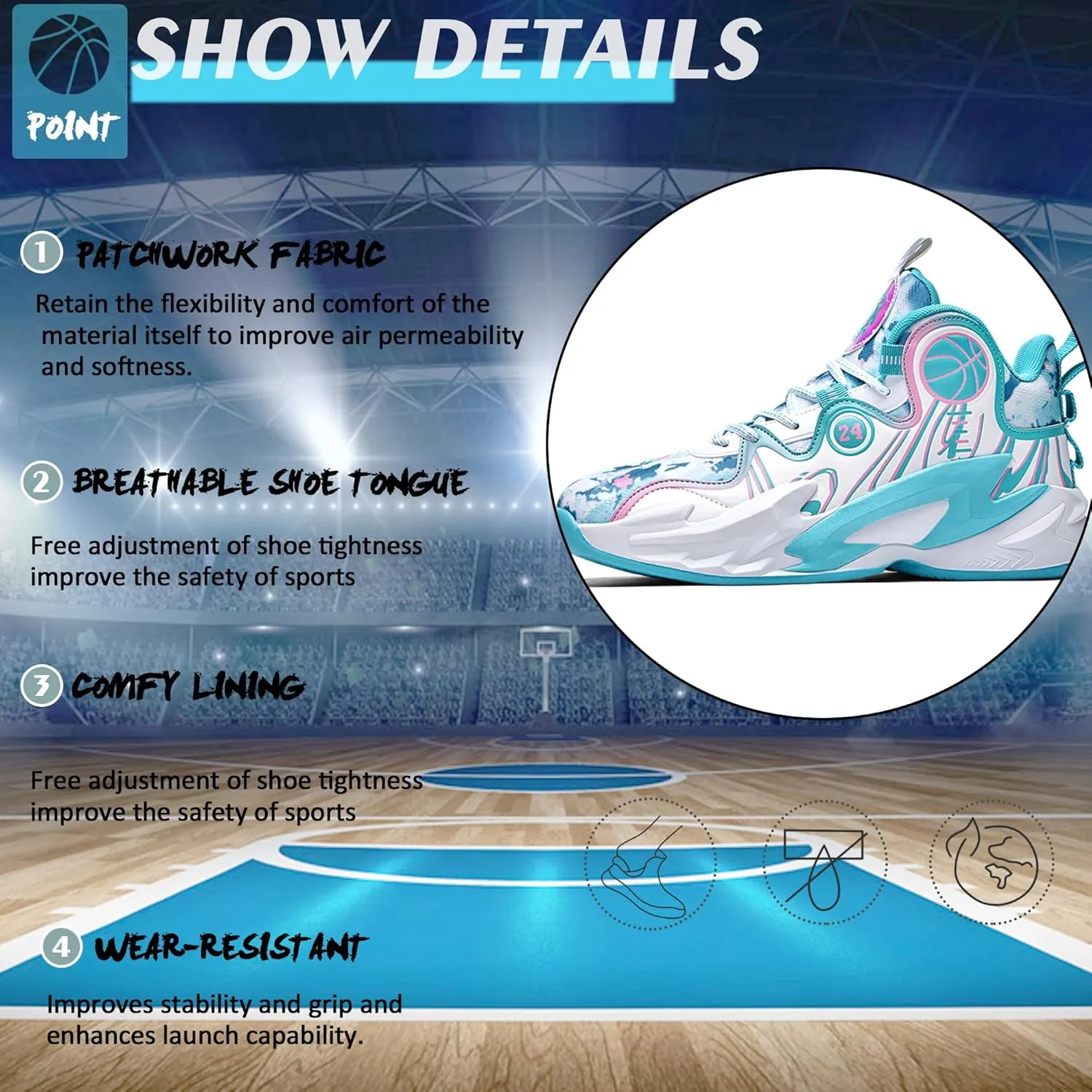 Men's High Top Basketball Shoes Enhance Ankle Support and Non Slip Rubber Soles