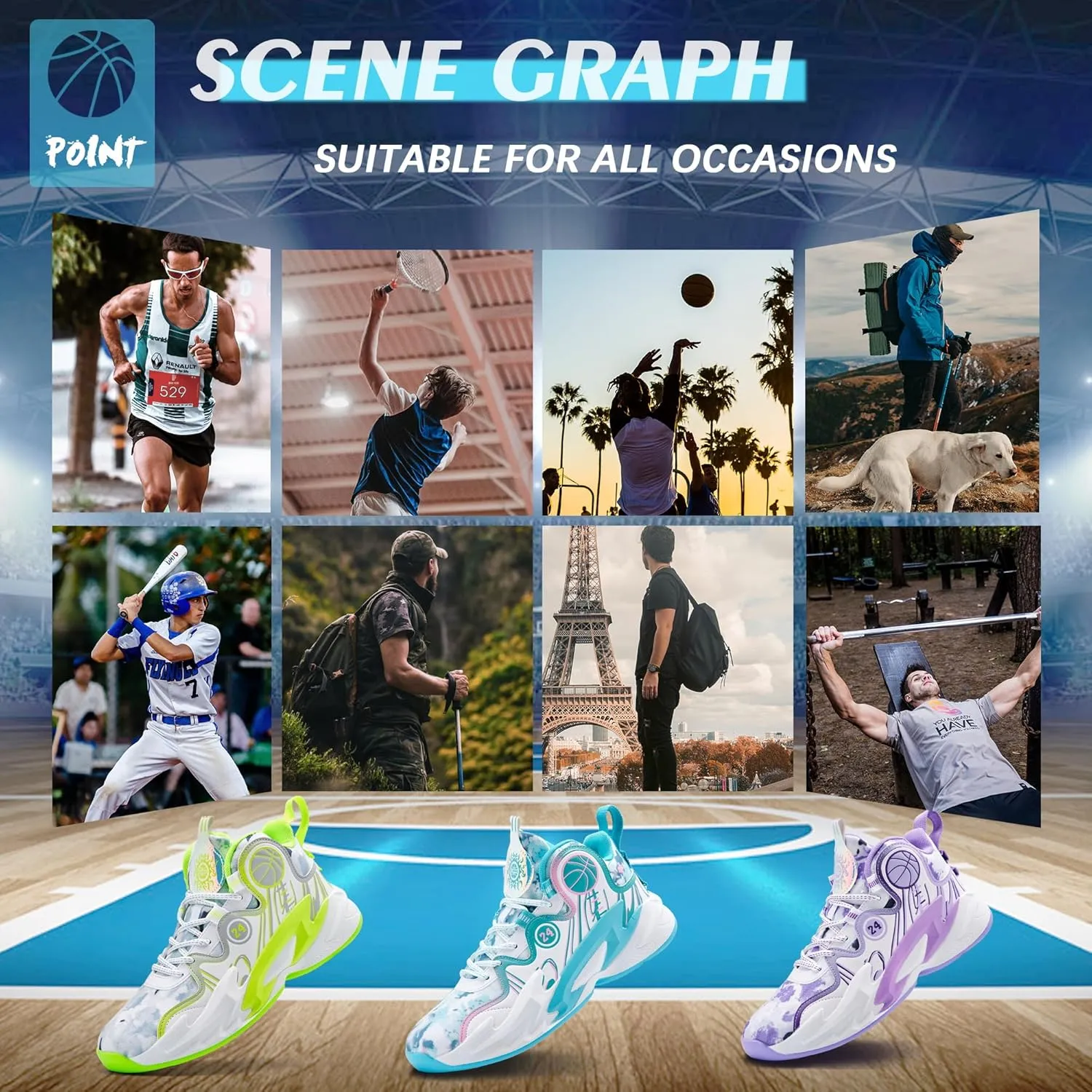 Men's High Top Basketball Shoes Enhance Ankle Support and Non Slip Rubber Soles