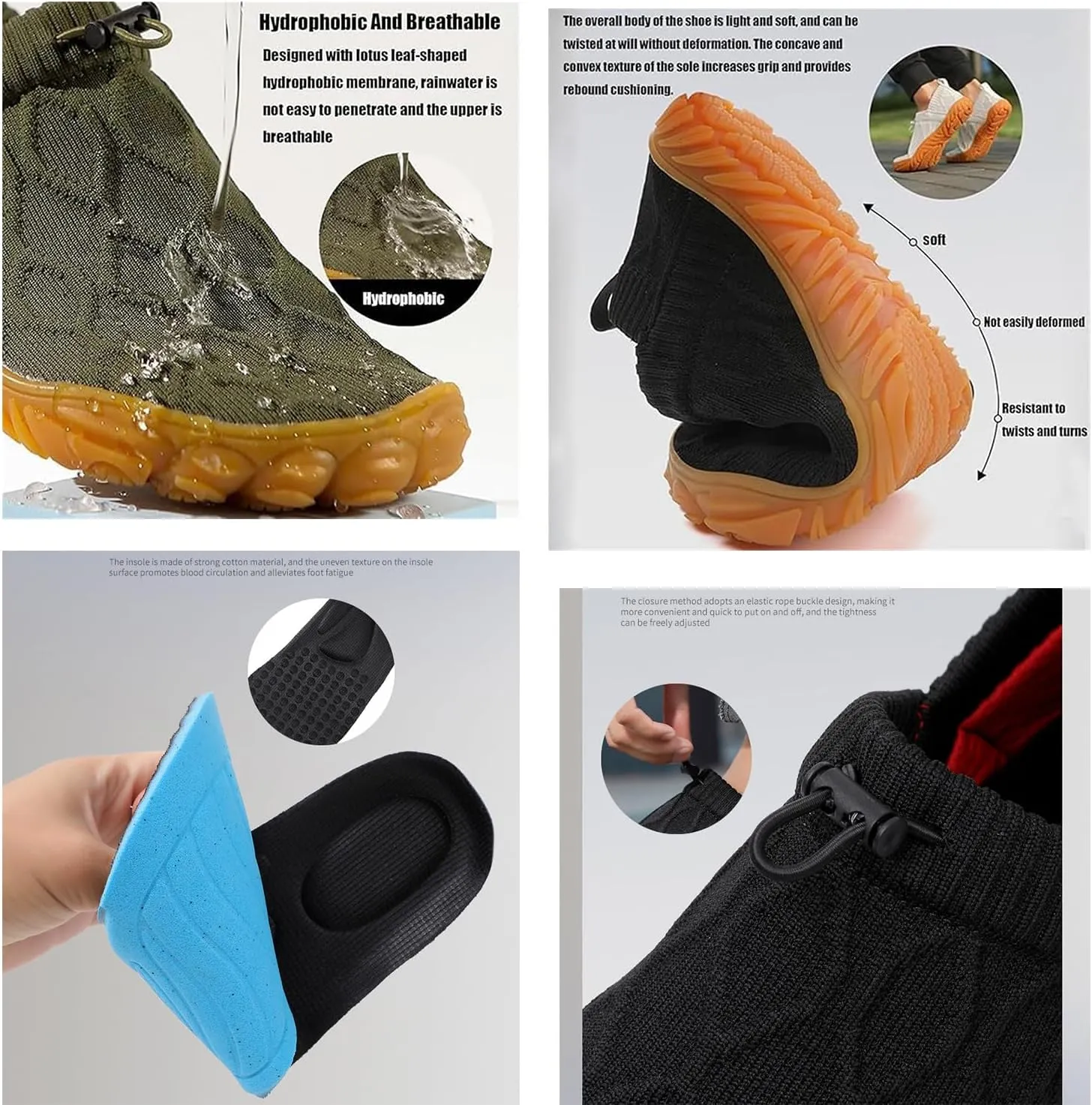 Men's Hiking Sneakers Knitted Non-Slip Walking Shoes Slip-On Breathable Mesh Outdoor Shoes Boating Surfing Walking
