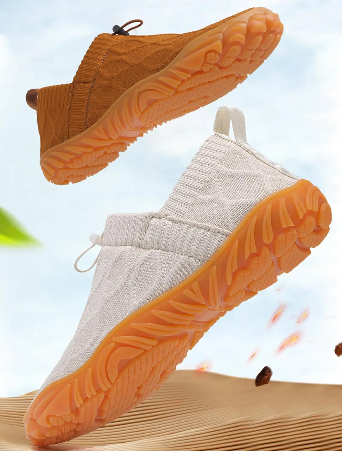 Men's Hiking Sneakers Knitted Non-Slip Walking Shoes Slip-On Breathable Mesh Outdoor Shoes Boating Surfing Walking