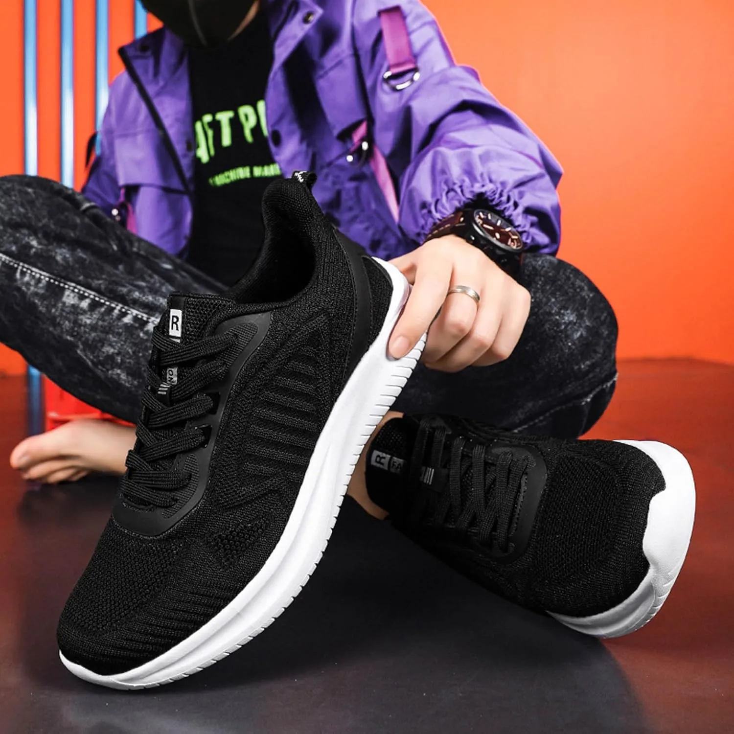 Men's Lace Up Lightweight Anti Slip Arch Support Casual Breathable Fitness Cushioning Training Sports Running Shoes, Park Walking Shoes, Street Sports Basketball Shoes