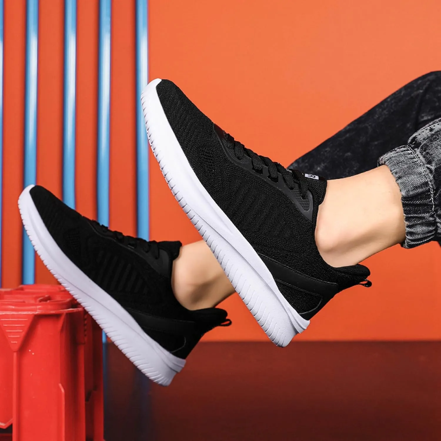 Men's Lace Up Lightweight Anti Slip Arch Support Casual Breathable Fitness Cushioning Training Sports Running Shoes, Park Walking Shoes, Street Sports Basketball Shoes